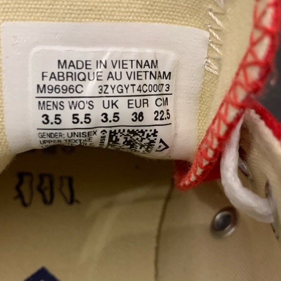 Converse All Star Red Sneakers Classic Canvas Low-Top Size 5.5 - Picture 6 of 7